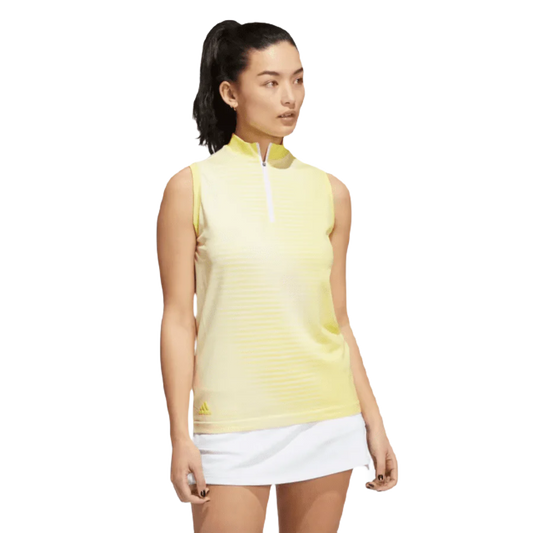 Adidas Ladies Primeknit Sleeveless Golf Polo Shirt - Yellow