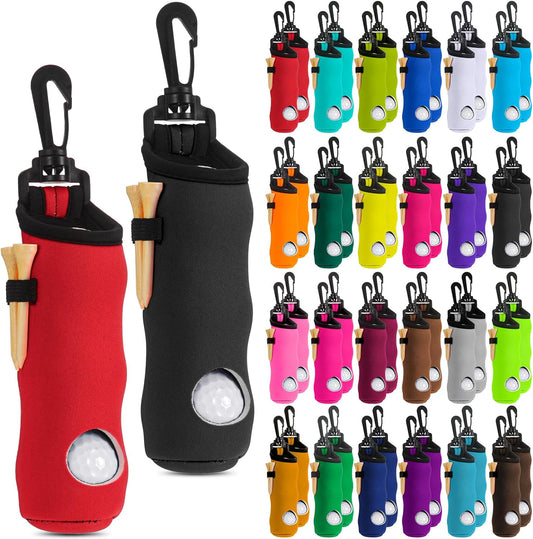 WILLBOND 48 Pcs Golf Ball Tee Holder Neoprene Golf Ball Pouch Golf Ball Carry Bag Multicolor Portable Golf Accessories for Man and Woman, 24 Colors